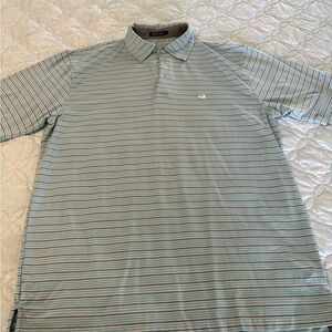 Southern Marsh Blue and White Striped Polo Shirt